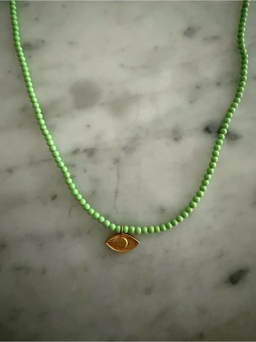 Argento Vivo Gold Evil Eye Pendant Green Beaded Necklace